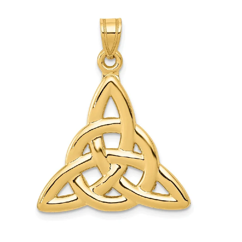 Recycled Metal Pendants with Upcycled Jewelry Components14k Yellow Gold Polished 2D Trinity Pendant, 22mm (7/8 inch)