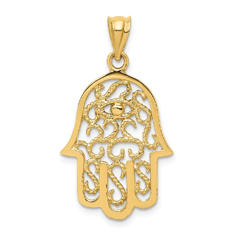 Ceramic Pendants with Hand - Painted Mandala Designs14k Yellow Gold Polished Filigree Hamsa Pendant, 17 x 31mm