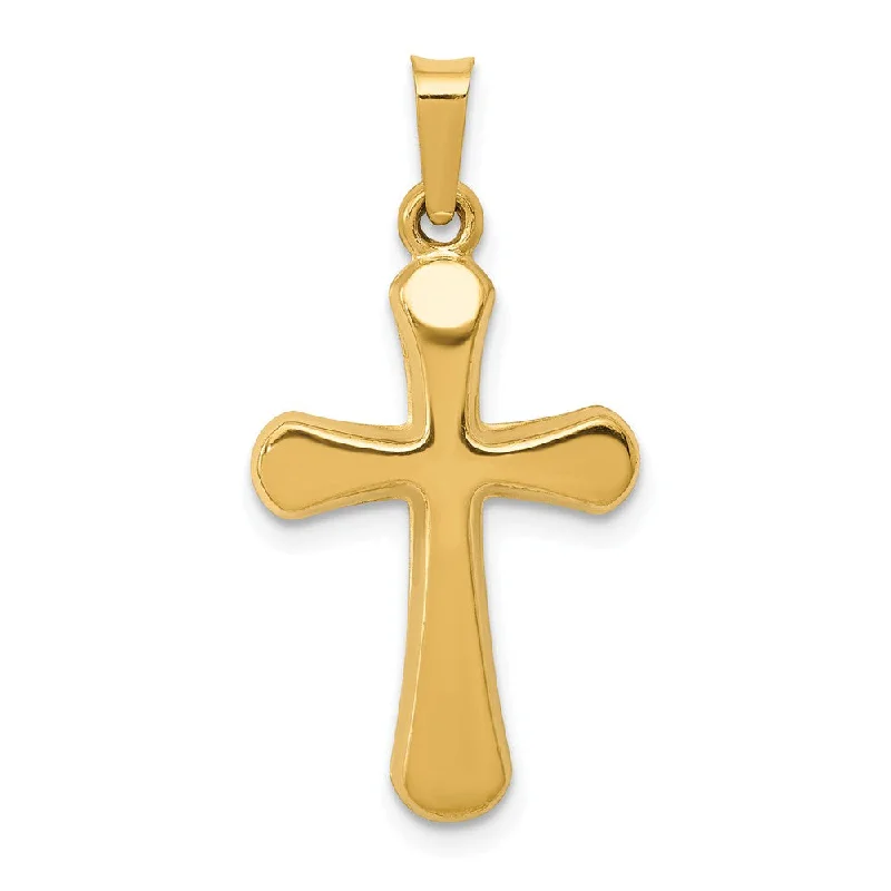 Gold - Plated Pendants with Enameled Floral Bouquets14k Yellow Gold Polished Rounded Hollow Cross Pendant