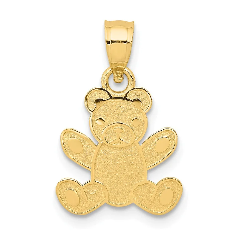 Obsidian Pendants with Shiny Mirror - Like Surfaces14k Yellow Gold Polished Teddy Bear Pendant, 11mm (7/16 inch)