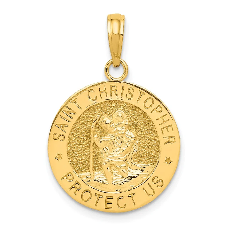 Sterling Silver Pendants with Hand - Engraved Family Crests14k Yellow Gold Round Saint Christopher Medal Pendant, 16mm (5/8 Inch)