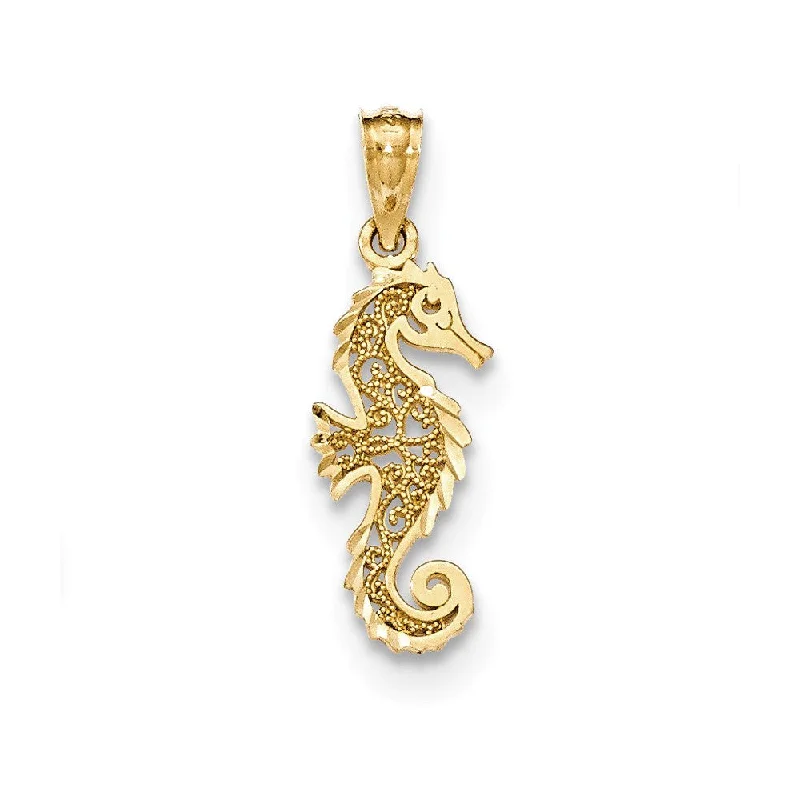 Ceramic Pendants with Hand - Painted Mandala Designs14k Yellow Gold Small Filigree Seahorse Pendant, 8 x 24mm