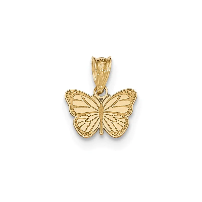 Rose - Quartz Pendants with Heart - Shaped Cutouts14k Yellow Gold Small Laser Etched Butterfly Pendant, 13mm (1/2 inch)