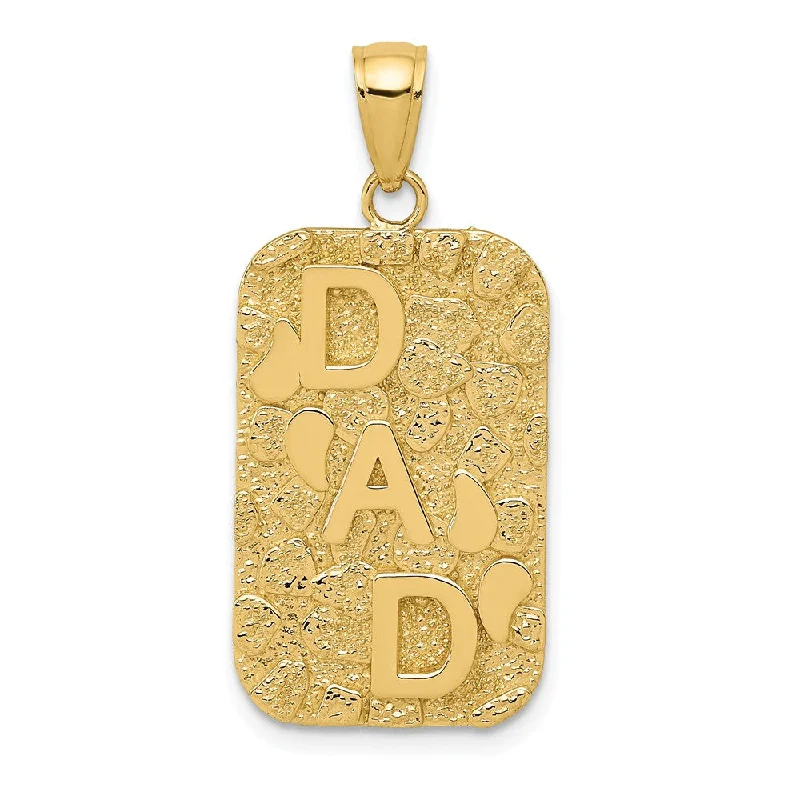 Coral - Trimmed Pendants with Seashell and Pearl Accents14k Yellow Gold Small Nugget Dad Dog Tag Pendant, 15 x 30mm