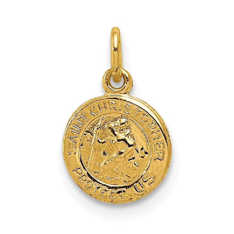 Crystal - Encrusted Pendants in the Shape of a Crown14k Yellow Gold Tiny Saint Christopher Medal Charm, 8mm (5/16 Inch)