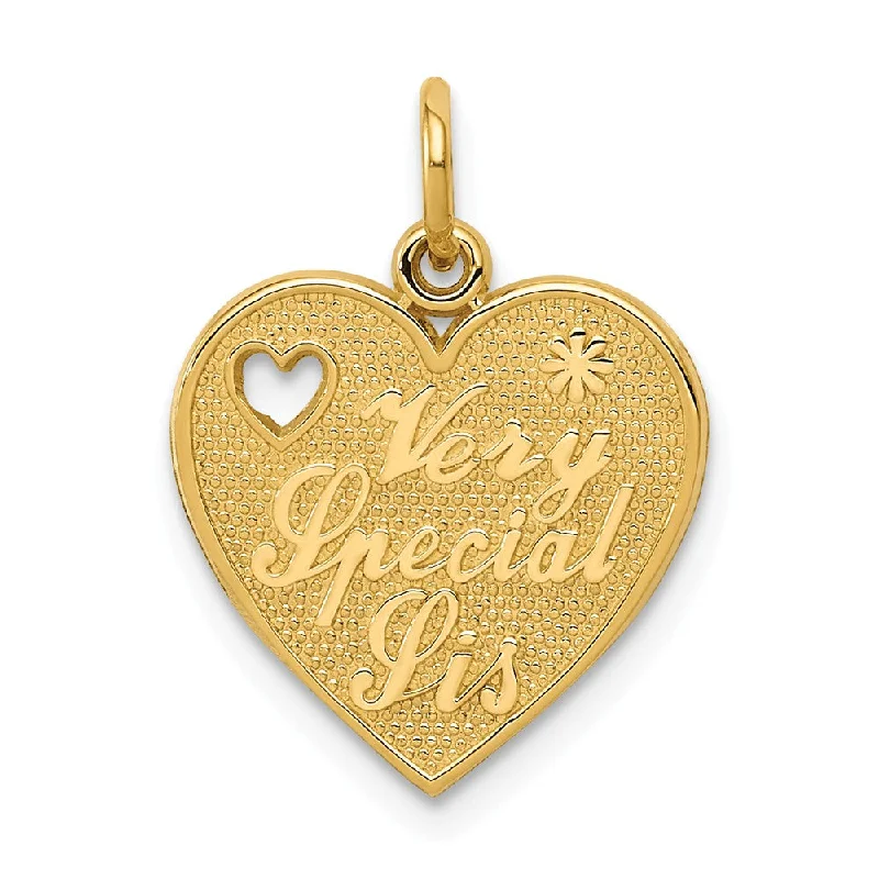 Turquoise - Inlaid Pendants with Southwest - Style Geometric Patterns14k Yellow Gold Very Special Sis Heart Charm or Pendant, 14mm