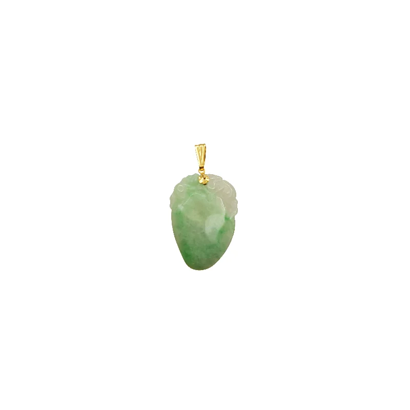 Bone - Carved Pendants with Tribal - Inspired Symbols【寿桃】Jade Longevity Peach Pendant (14K)