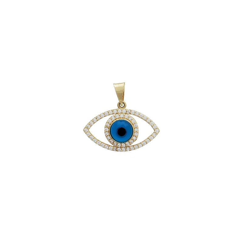 Bone - Carved Pendants with Tribal - Inspired SymbolsBlue Evil Eye Pendant (14K)