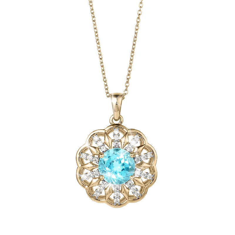 Heart - Shaped Pendant Necklaces with Ruby and Diamond EmbellishmentsHeart - Shaped Pendant Necklaces with Ruby and Diamond EmbellishmentsBlue Topaz Bloom Pendant