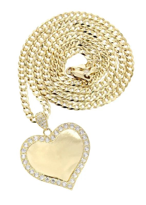 Heart - Shaped Pendant Necklaces with Ruby and Diamond EmbellishmentsHeart - Shaped Pendant Necklaces with Ruby and Diamond Embellishments10K Yellow Gold Cz Heart Pendant Necklace | Appx. 14.2 Grams