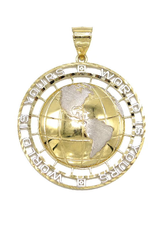 Elephant - Pendant Necklaces with Ivory - Look Resin and Gold PlatingElephant - Pendant Necklaces with Ivory - Look Resin and Gold Plating10KGold "World Is Yours" Pendant  Gold | Customizable Size