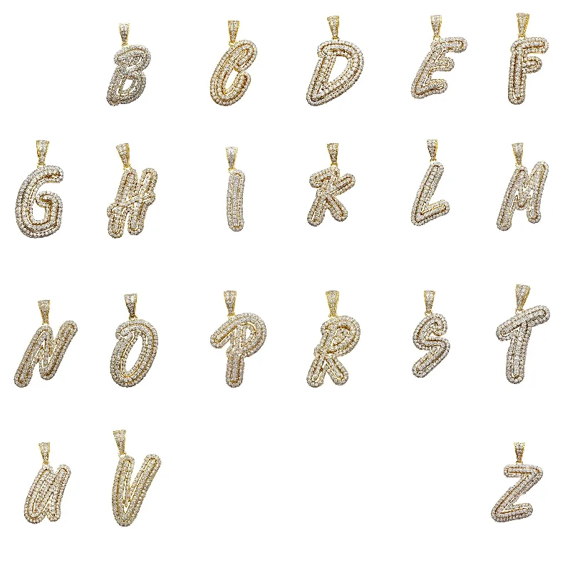 Coral - Trimmed Pendants with Seashell and Pearl AccentsCubic Zirconia Script Initial Letter Pendant (14K)