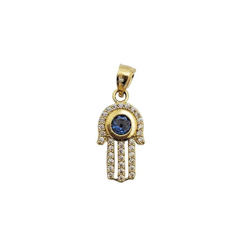 Turquoise - Inlaid Pendants with Southwest - Style Geometric PatternsEvil Eye Hamsa Pendant (14K)