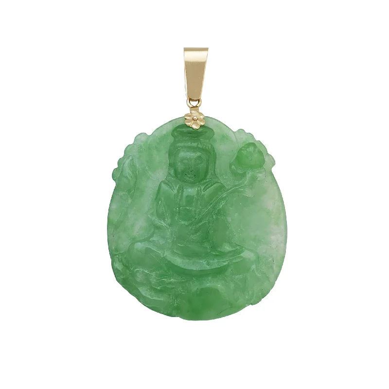 Recycled Metal Pendants with Upcycled Jewelry ComponentsGuanyin Buddha Jade Pendant (14K)