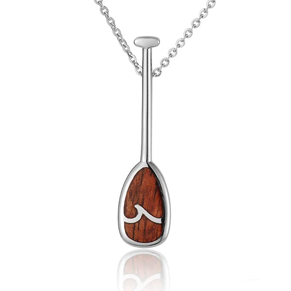 Medallion - Pendant Necklaces with Intricate Relief - Style ArtworkMedallion - Pendant Necklaces with Intricate Relief - Style ArtworkSterling Silver Paddle with Koa Wood Inlay Pendant (Chain Sold Separately)