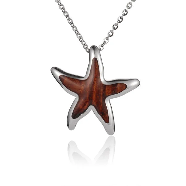 Zodiac - Sign Pendant Necklaces with Personalized Birthstone SettingsZodiac - Sign Pendant Necklaces with Personalized Birthstone SettingsSterling Silver Starfish with Koa Wood Inlay Pendant (Chain Sold Separately)