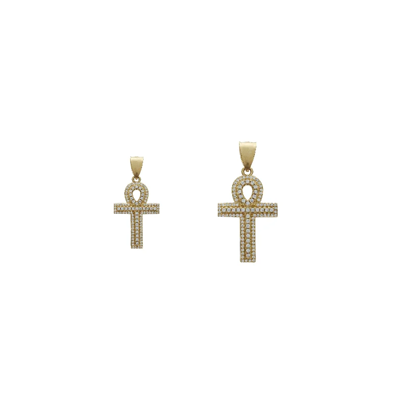 Bone - Carved Pendants with Tribal - Inspired SymbolsIced-Out Ankh Pendant (14K)