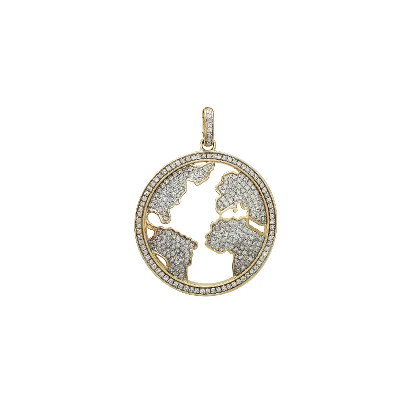 Coral - Trimmed Pendants with Seashell and Pearl AccentsIced Out Diamond Global Pendant (14K)