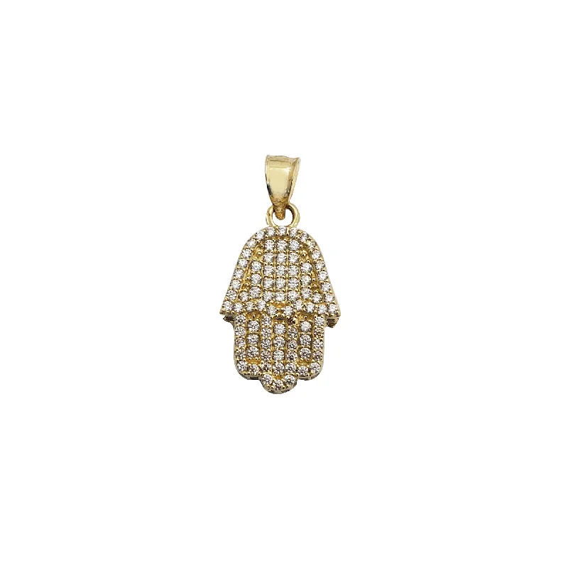 Leather - Wrapped Pendants with Brass Stud EmbellishmentsIced-Out Hamsa Pendant (14K)