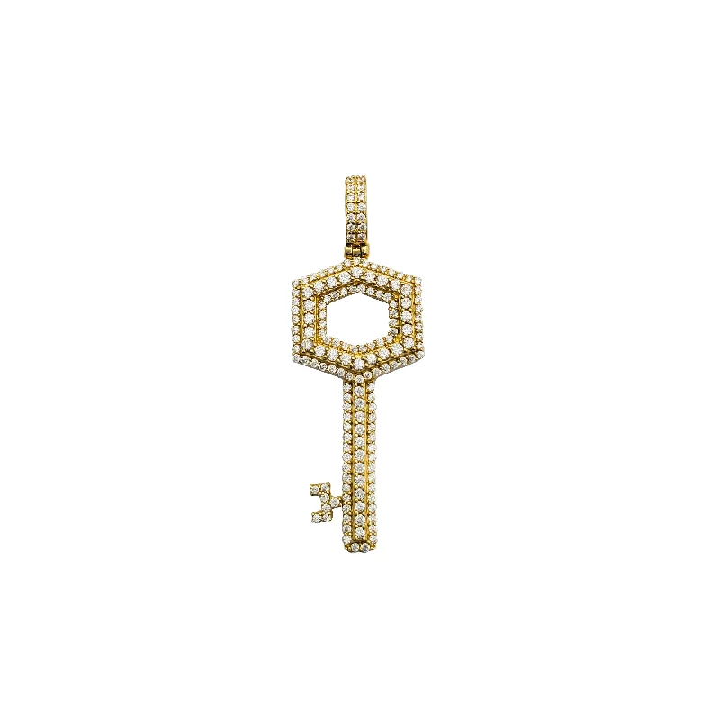 Gold - Plated Pendants with Enameled Floral BouquetsIced-Out Key Pendant (14K)