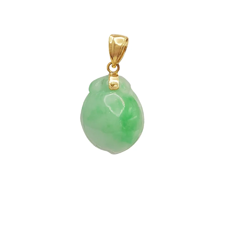 Copper Pendants with Hammered and Patinated Finishes【寿桃】Jade Longevity Peach Pendant (14K)