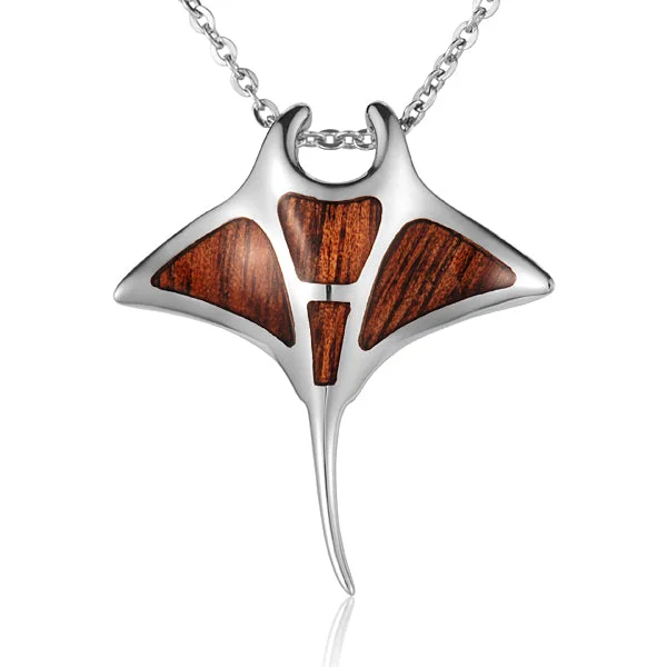 Elephant - Pendant Necklaces with Ivory - Look Resin and Gold PlatingElephant - Pendant Necklaces with Ivory - Look Resin and Gold PlatingSterling Silver Manta Ray with Koa Wood Inlay Pendant (Chain Sold Separately)