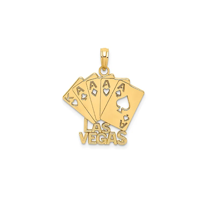 Ceramic Pendants with Hand - Painted Mandala Designs"Las Vegas" King & Aces Cards Pendant (14K)