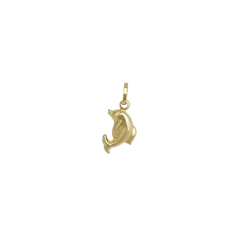 Coral - Trimmed Pendants with Seashell and Pearl AccentsLightweight Puffy Dolphin Pendant (14K)