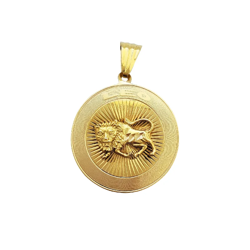 Crystal - Encrusted Pendants in the Shape of a CrownLion Medallion Pendant (14K)