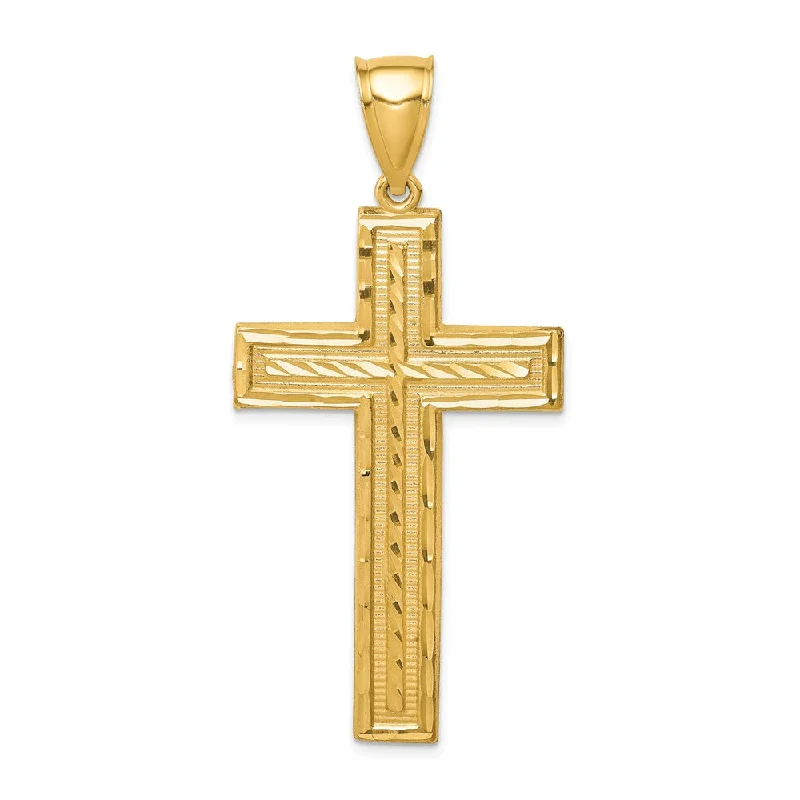 Ceramic Pendants with Hand - Painted Mandala DesignsMen's 14k Yellow Gold Diamond-Cut Bordered Cross Pendant, 26 x 55mm