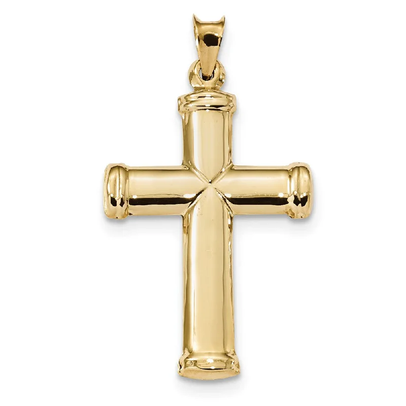 Gold - Plated Pendants with Enameled Floral BouquetsMen's 14k Yellow Gold Hollow 3D Polished Cross Pendant