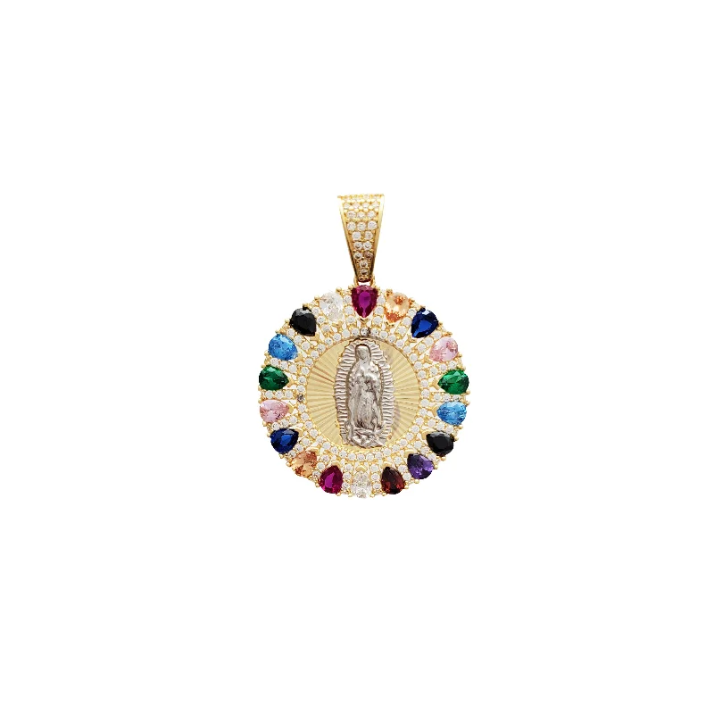 Opal - Set Pendants with Iridescent Fire - Opal CentersMulti-Color Virgin Guadalupe Pendant (14K)