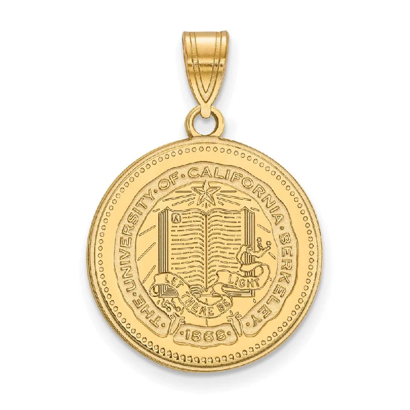 Recycled Metal Pendants with Upcycled Jewelry Components14k Gold Plated Silver California Berkeley Large Crest Pendant