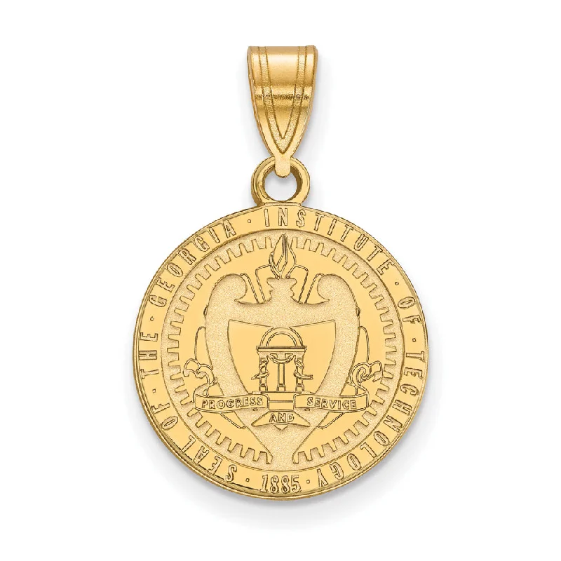 Coral - Trimmed Pendants with Seashell and Pearl Accents14k Gold Plated Silver Georgia Tech Med Crest Pendant