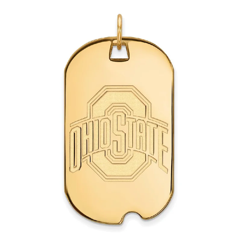 Turquoise - Inlaid Pendants with Southwest - Style Geometric Patterns14k Gold Plated Silver Ohio State Large Dog Tag Pendant