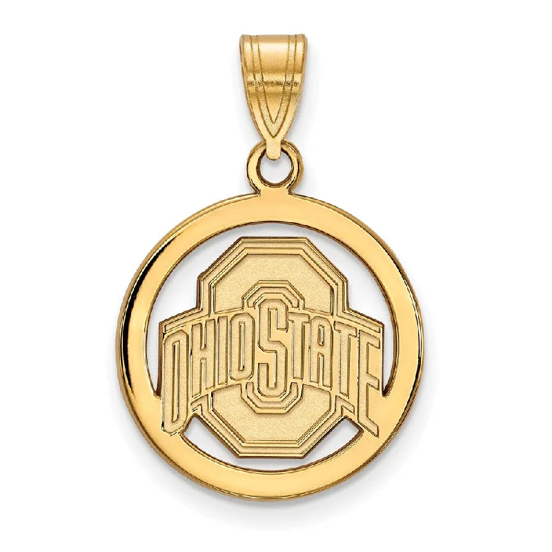 Obsidian Pendants with Shiny Mirror - Like Surfaces14k Gold Plated Silver Ohio State Small Circle Pendant