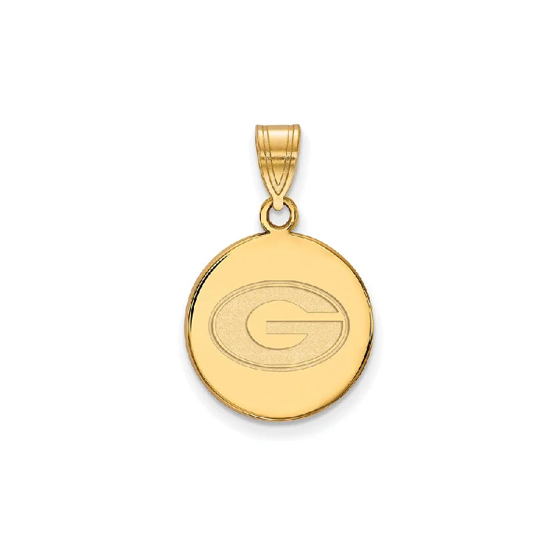 Stainless Steel Pendants with Laser - Etched Motivational Quotes14k Gold Plated Silver U. of Georgia Medium 'G' Disc Pendant