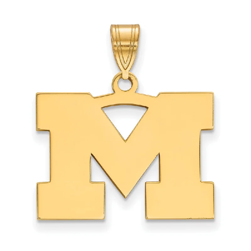 Crystal - Encrusted Pendants in the Shape of a Crown14k Gold Plated Silver U. of Michigan Medium Initial M Pendant