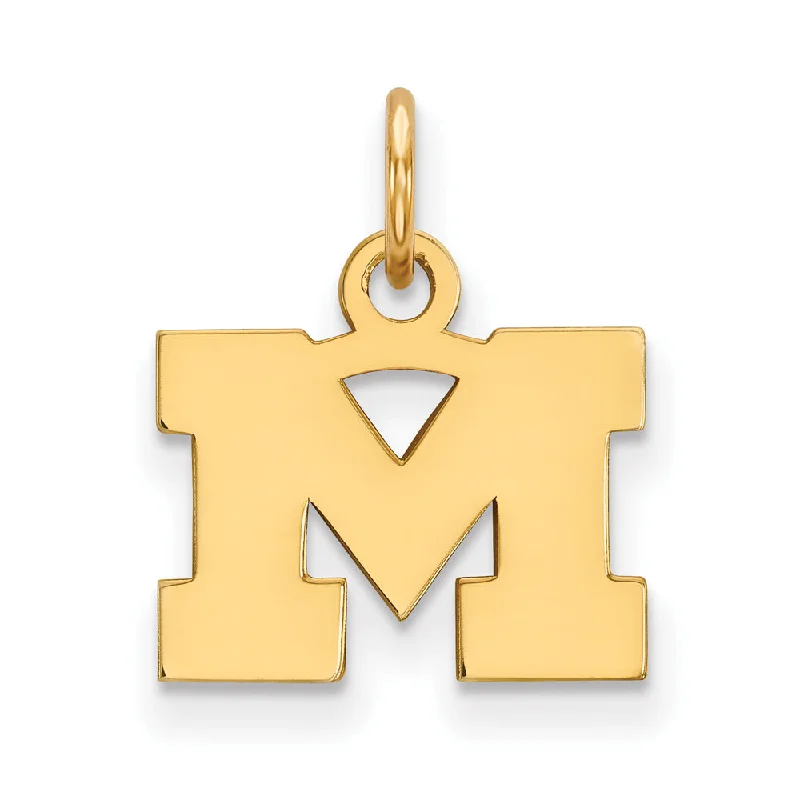 Crystal - Encrusted Pendants in the Shape of a Crown14k Gold Plated Silver U. of Michigan XS (Tiny) Initial M Charm