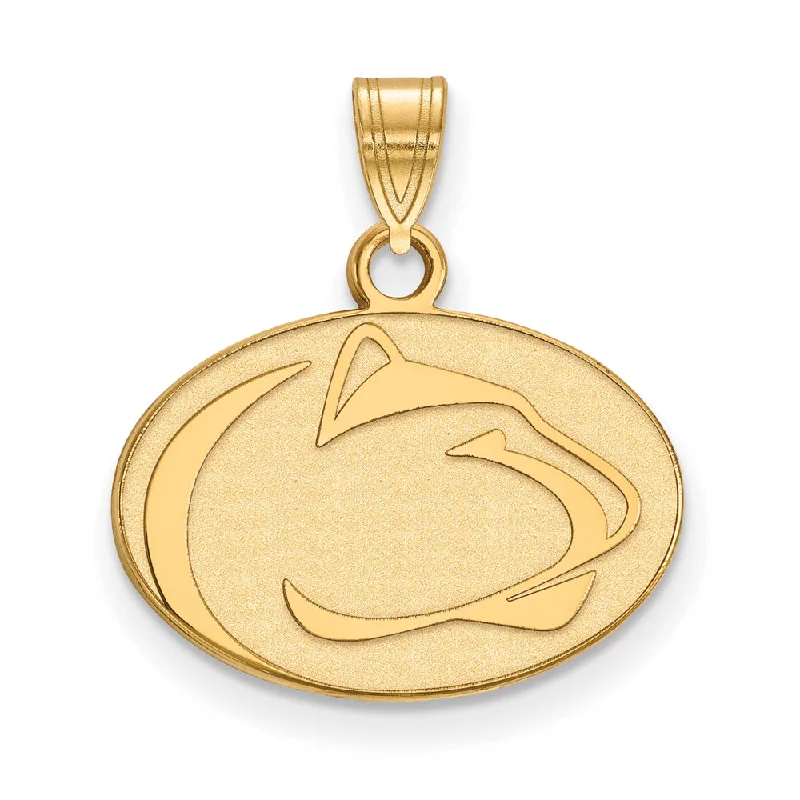 Leather - Wrapped Pendants with Brass Stud Embellishments14k Yellow Gold Penn State Small Pendant