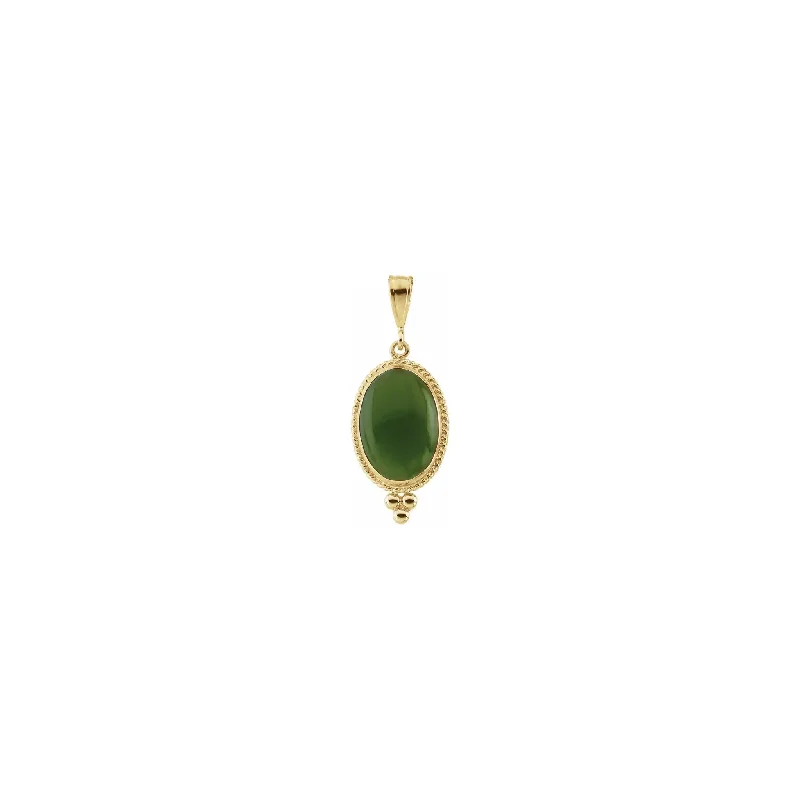 Crystal - Encrusted Pendants in the Shape of a CrownOval Nephrite Jade Rope Framed Pendant (14K)