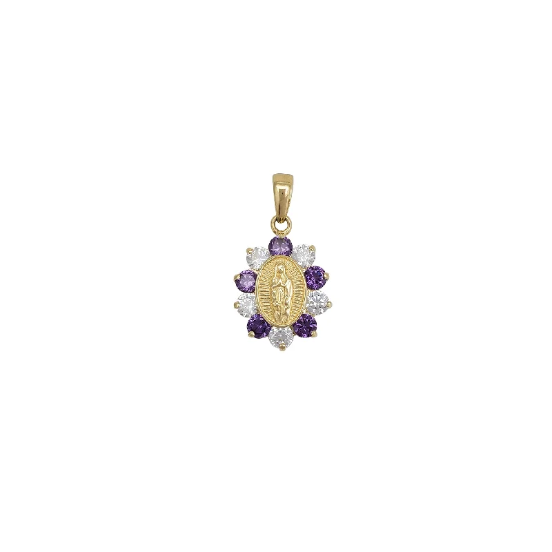 Rose - Quartz Pendants with Heart - Shaped CutoutsPurple-Zirconia Virgin Mary Pendant (14K)