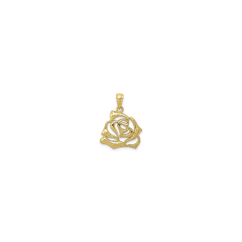 Leather - Wrapped Pendants with Brass Stud EmbellishmentsRose Beaded Contour Pendant (14K)