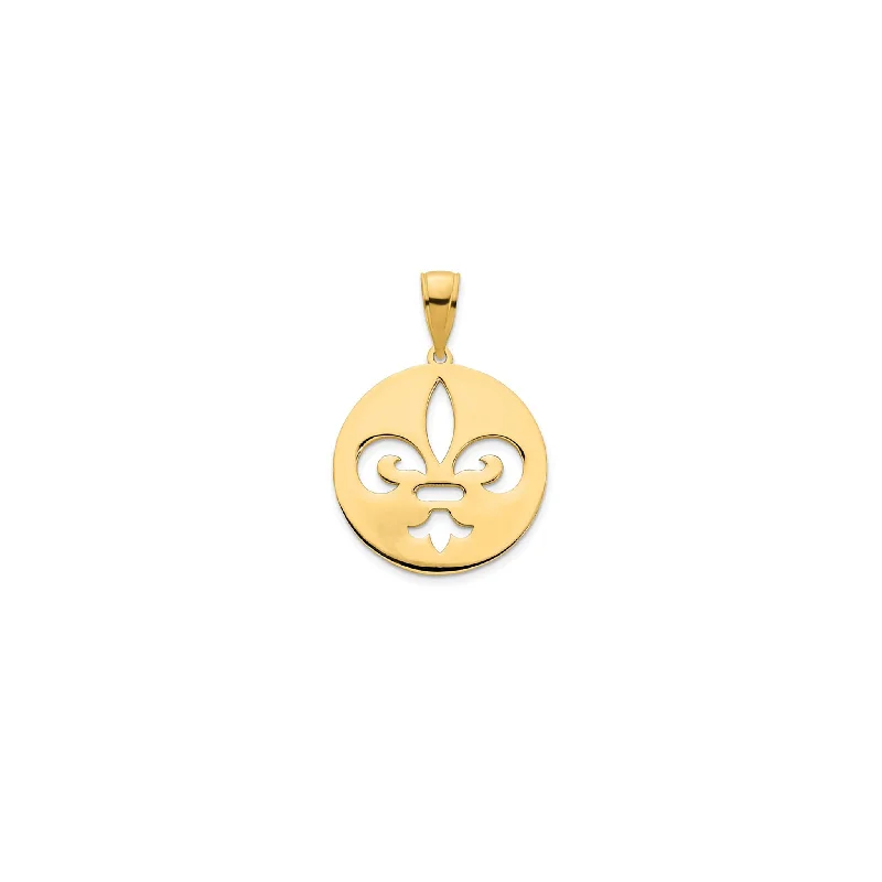 Sterling Silver Pendants with Hand - Engraved Family CrestsSilhouette Fleur de Lis Medallion Pendant (14K)