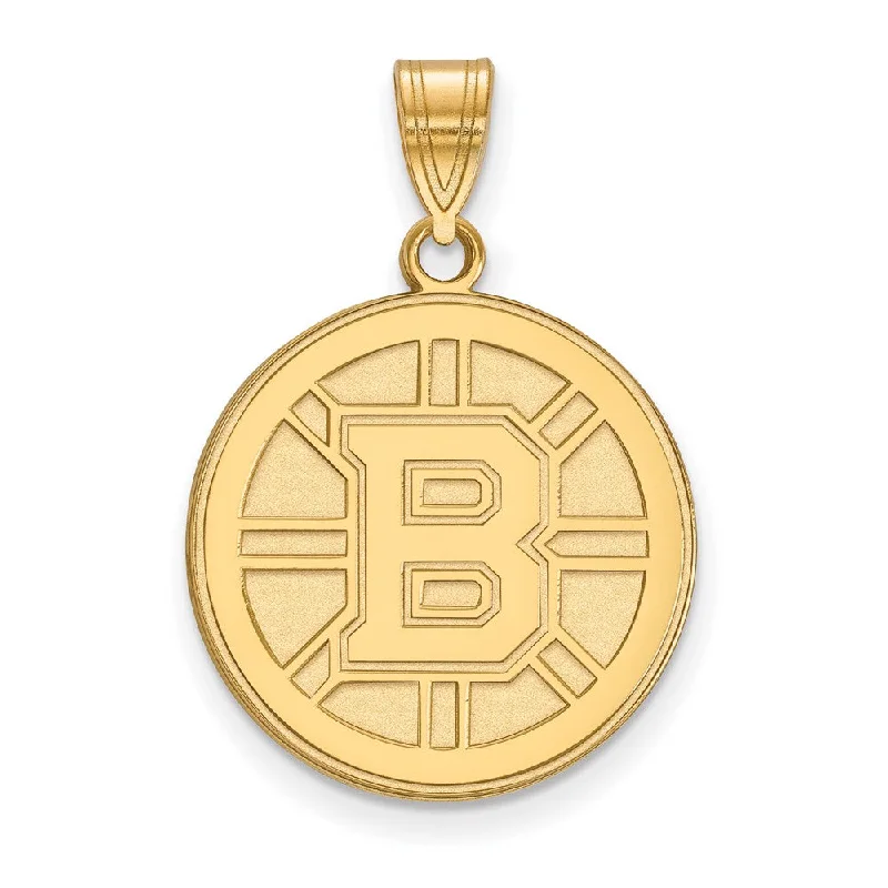 Stainless Steel Pendants with Laser - Etched Motivational QuotesSS 14k Yellow Gold Plated NHL Boston Bruins Large Disc Pendant