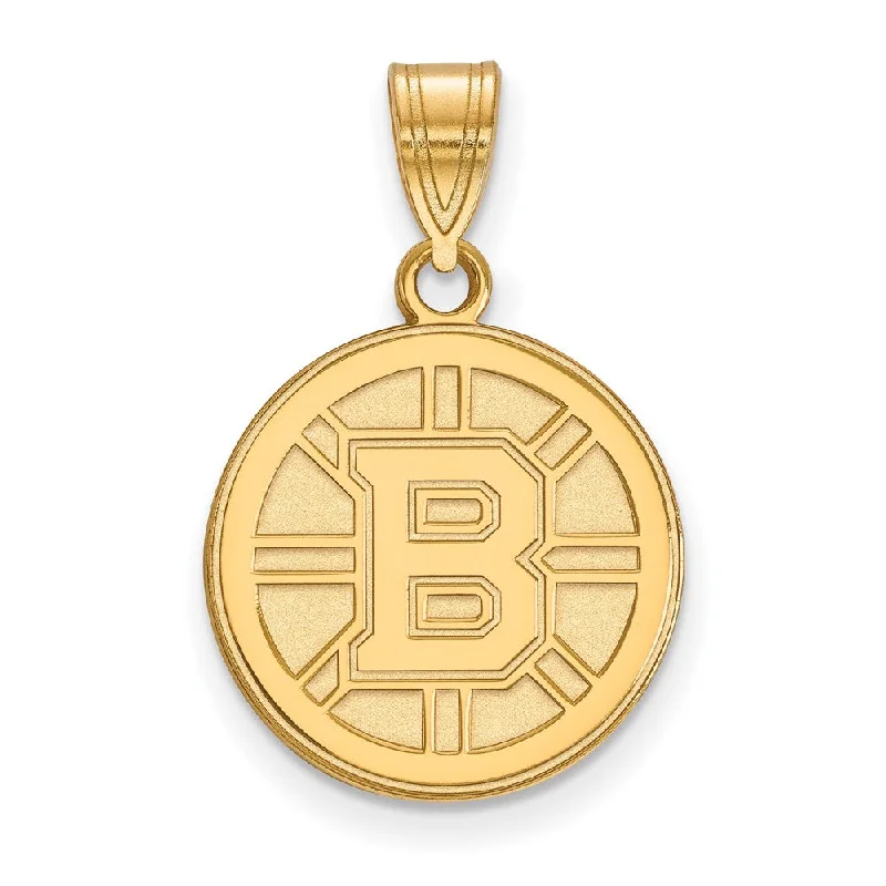 Opal - Set Pendants with Iridescent Fire - Opal CentersSS 14k Yellow Gold Plated NHL Boston Bruins Medium Disc Pendant