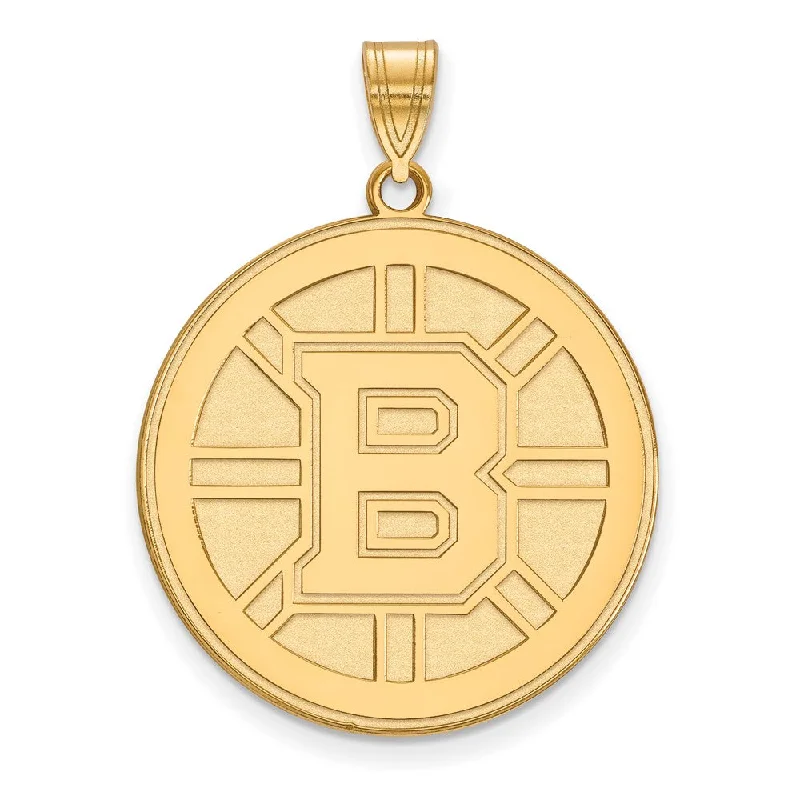 Recycled Metal Pendants with Upcycled Jewelry ComponentsSS 14k Yellow Gold Plated NHL Boston Bruins XL Disc Pendant