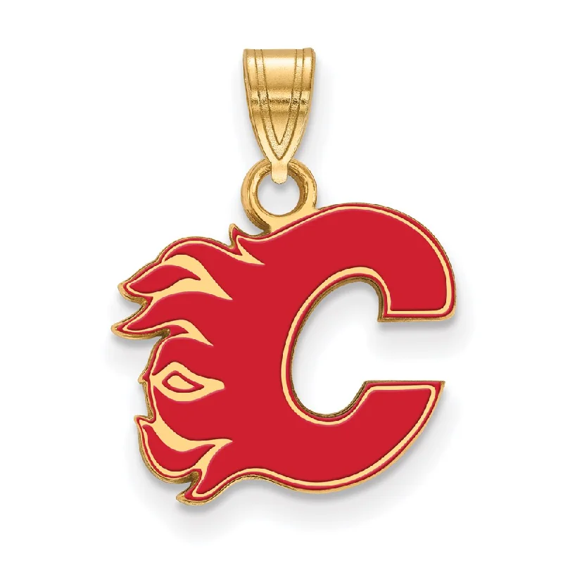 Opal - Set Pendants with Iridescent Fire - Opal CentersSS 14k Yellow Gold Plated NHL Calgary Flames Small Enamel Pendant