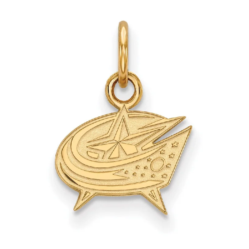 Crystal - Encrusted Pendants in the Shape of a CrownSS 14k Yellow Gold Plated NHL Columbus Blue Jackets XS (Tiny) Charm