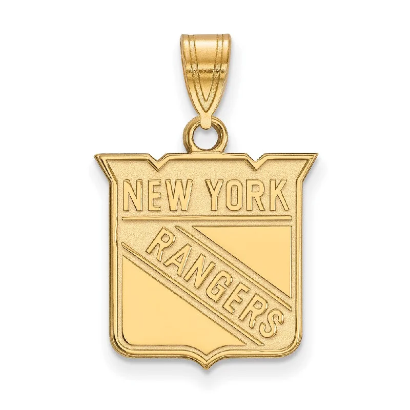 Crystal - Encrusted Pendants in the Shape of a CrownSS 14k Yellow Gold Plated NHL New York Rangers Medium Pendant